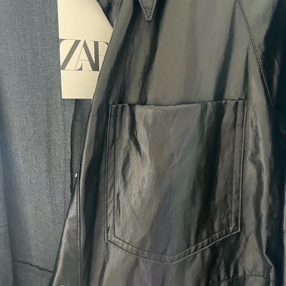 NEW BEAUTIFUL LEATHER DUSTER/ COAT OR DRESS ZARA SIZE LARGE - will fit sm/md - Picture 7 of 9